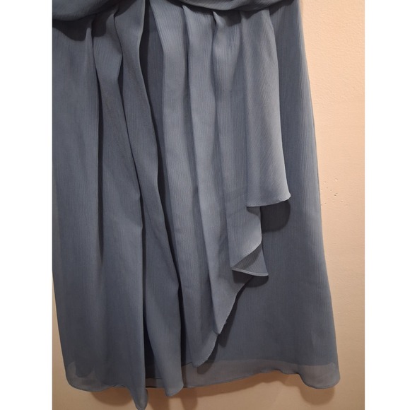 Davids Bridal Strapless Crinkle Chiffon Formal Dress Steel Blue Size 0 Prom - Picture 4 of 10